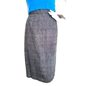 90s Midi Skirt Womens Size Large Black Fleck High Rise Button Zip Made USA NWT